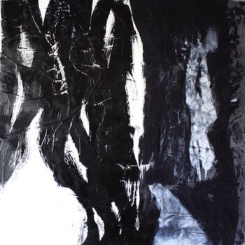 Картина под названием "EXPERIENCE N&B N°1" - Leylane Ferret, Подлинное произведение искусства, Масло Установлен на Деревянна…