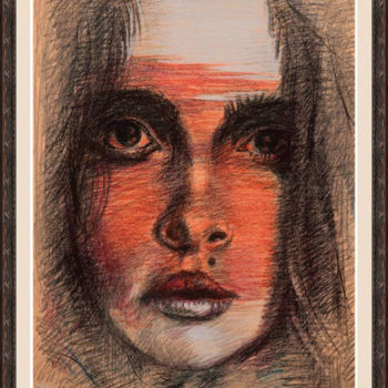 Painting titled "FEMALE PORTRAIT- st…" by Karakhan, Original Artwork, Charcoal