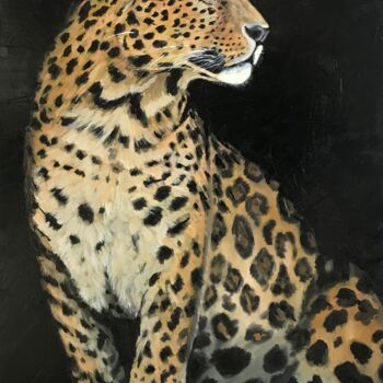 「Wild beauty. Jaguar」というタイトルの絵画 Leysan Khasanovaによって, オリジナルのアートワーク, オイル