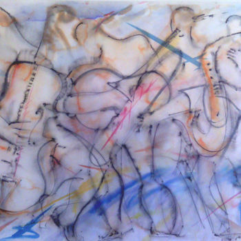 Картина под названием "Orchestra-2" - Lezer Manole, Подлинное произведение искусства, Акварель