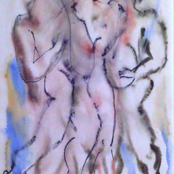 Картина под названием "Competition" - Lezer Manole, Подлинное произведение искусства, Акварель