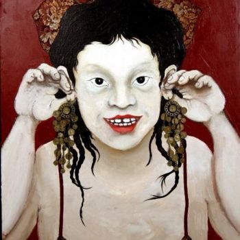 Painting titled "Carmen in childhood…" by Niko Lezhava, Original Artwork