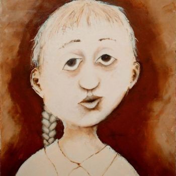 Painting titled "The Girl.Canvas, oil" by Niko Lezhava, Original Artwork