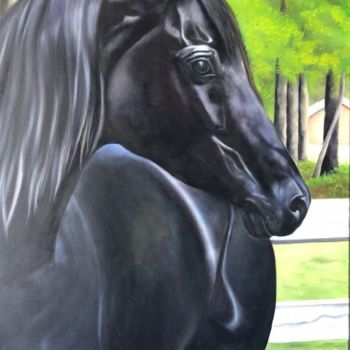 Painting titled "Cavalo" by Luciano Fernandes, Original Artwork, Oil
