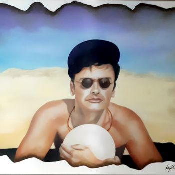 Painting titled "Dia na praia" by Luciano Fernandes, Original Artwork, Oil