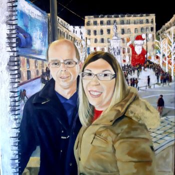 Painting titled "Natal no Chiado" by Luciano Fernandes, Original Artwork, Oil