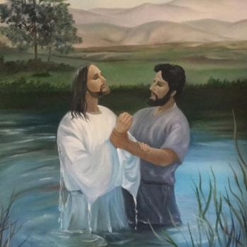 Pittura intitolato "Batismo de Jesus (c…" da Luciano Fernandes, Opera d'arte originale, Olio