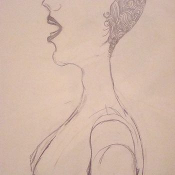 Рисунок под названием "Lady 2" - L. F. Q. B. (Le Feu Qui Brule), Подлинное произведение искусства, Карандаш