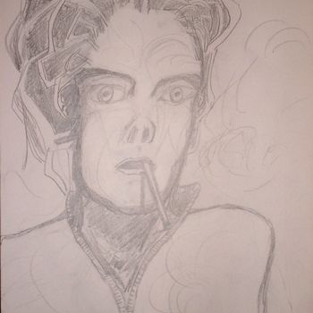 Dessin intitulée "Visage_Face_10" par L. F. Q. B. (Le Feu Qui Brule), Œuvre d'art originale, Crayon