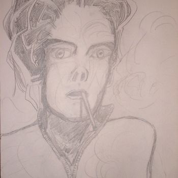 Drawing titled "Visage_Face_10" by L. F. Q. B. (Le Feu Qui Brule), Original Artwork, Pencil