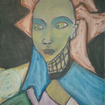 Painting titled "Visage_Face_9" by L. F. Q. B. (Le Feu Qui Brule), Original Artwork, Oil