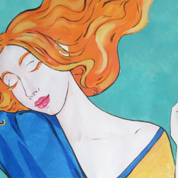 Pittura intitolato "Girl with red hair" da Galina Lyutaeva, Opera d'arte originale, Acrilico