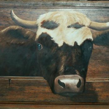 Painting titled "Vache" by Laurent Girard, Original Artwork