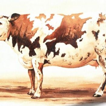 Painting titled "Vache" by Laurent Girard, Original Artwork