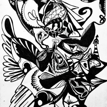 Zeichnungen mit dem Titel "Osiris" von Guizard Illustration.Co, Original-Kunstwerk, Kugelschreiber
