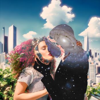 Digital Arts titled "Amour cosmique" by Lhmixarts, Original Artwork, Digital Collage