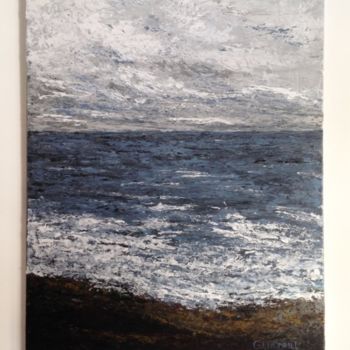 Painting titled "Falaises de Longues…" by Guillaume Lhommel, Original Artwork, Acrylic Mounted on Wood Stretcher frame