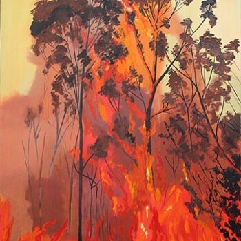 Peinture intitulée "Fire on bush" par Bernard L'Hostis, Œuvre d'art originale