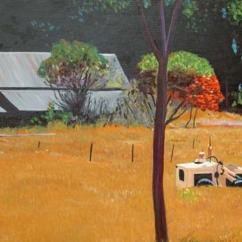 Pittura intitolato "country farm" da Bernard L'Hostis, Opera d'arte originale
