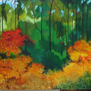 Pittura intitolato "forest 6" da Bernard L'Hostis, Opera d'arte originale