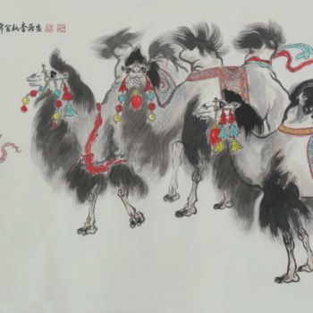 Painting titled "李霖 作品三组之3： 吉祥" by Lin Li Li Lin, Original Artwork, Ink