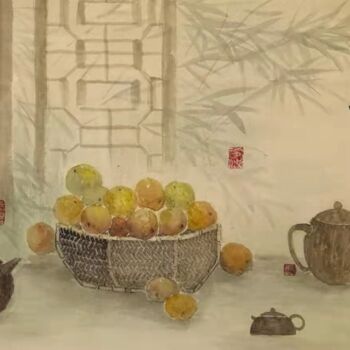 Disegno intitolato "禅茶：静雅" da Li Ming, Opera d'arte originale, Inchiostro