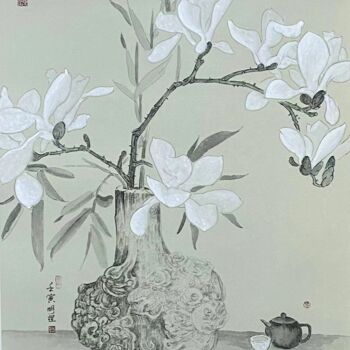 "花卉系列：静" başlıklı Tablo 理 明 tarafından, Orijinal sanat, Mürekkep