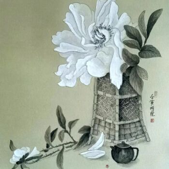「花卉系列：灿如春华」というタイトルの絵画 理 明によって, オリジナルのアートワーク, インク