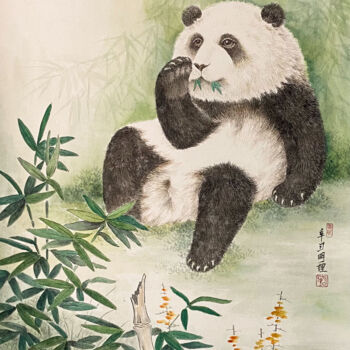 Pintura intitulada "PNDA大熊猫系列：萌萌" por Li Ming, Obras de arte originais, Tinta