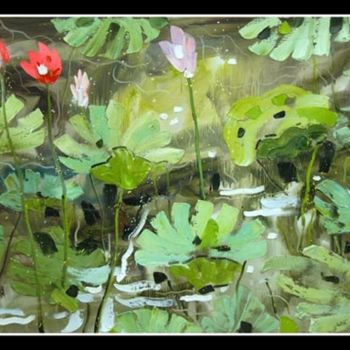 Painting titled "Waterlelies.2" by Li Wen Zin, Original Artwork, Oil