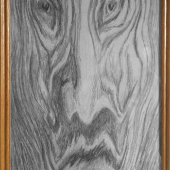 Drawing titled "Wooden man" by Lia Chechelashvili, Original Artwork, Pencil