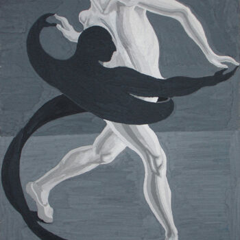 Peinture intitulée "Dancing with shadow" par Lia Chechelashvili, Œuvre d'art originale, Gouache
