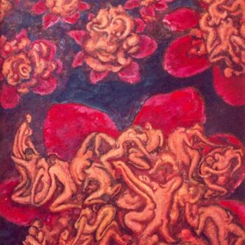 "Red flowers" başlıklı Tablo Lia Chechelashvili tarafından, Orijinal sanat, Petrol