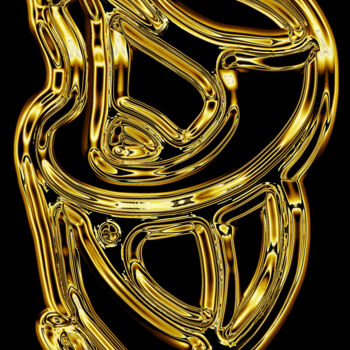 Цифровое искусство под названием "Abstract form (gold…" - Lia Chechelashvili, Подлинное произведение искусства, 2D Цифровая…