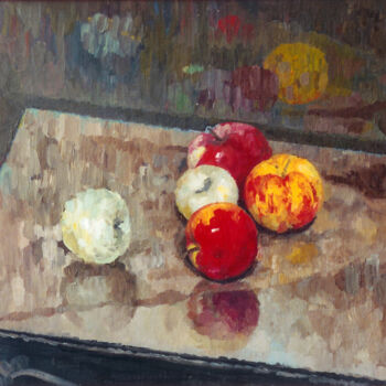Картина под названием "Apples" - Lia Chechelashvili, Подлинное произведение искусства, Масло Установлен на Деревянная рама д…