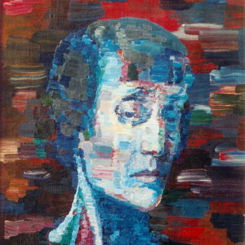 Painting titled "Akhmatova's portrait" by Lia Chechelashvili, Original Artwork, Oil Mounted on Wood Stretcher frame