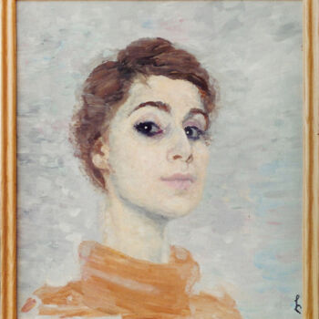 Painting titled "Woman" by Lia Chechelashvili, Original Artwork, Oil Mounted on Wood Stretcher frame