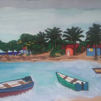 Painting titled "Poblado del mar" by Lia, Original Artwork, Acrylic