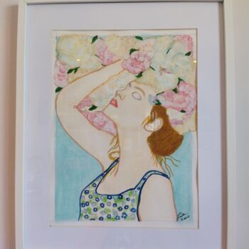 Painting titled "Ensueño floral" by Lia, Original Artwork, Watercolor Mounted on Cardboard