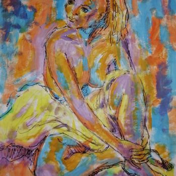 Painting titled "Fauvist Figure 5." by Liam Ryan, Original Artwork, Acrylic