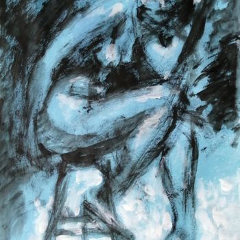 Schilderij getiteld "Blue Nude Number 4." door Liam Ryan, Origineel Kunstwerk, Acryl