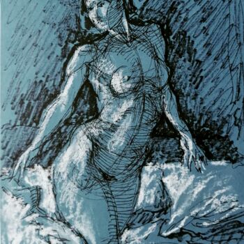 Σχέδιο με τίτλο "Female Nude 74." από Liam Ryan, Αυθεντικά έργα τέχνης, Γέλη στυλό
