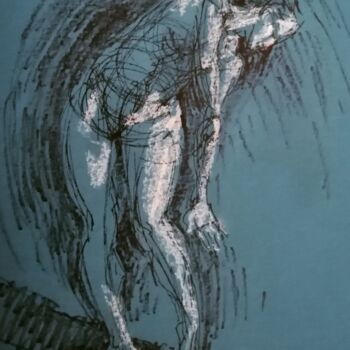 Drawing titled "Female Figure Twist…" by Liam Ryan, Original Artwork, Gel pen