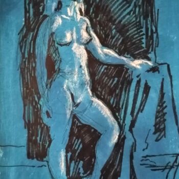 Tekening getiteld "Standing Female Nud…" door Liam Ryan, Origineel Kunstwerk, Krijt