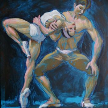 Painting titled "Ballerina Embraced." by Liam Ryan, Original Artwork, Acrylic Mounted on Wood Stretcher frame