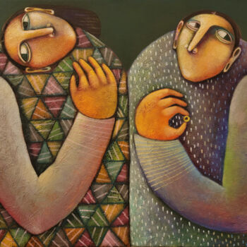Ζωγραφική με τίτλο "UNION OF SOULS" από Liana Asatryan, Αυθεντικά έργα τέχνης, Λάδι Τοποθετήθηκε στο Ξύλινο φορείο σκελετό