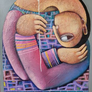 Ζωγραφική με τίτλο "The Solitude Embrace" από Liana Asatryan, Αυθεντικά έργα τέχνης, Λάδι Τοποθετήθηκε στο Ξύλινο φορείο σκε…