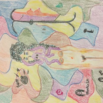 Disegno intitolato "TIC TAC" da Liana Branzas, Opera d'arte originale, Matite colorate
