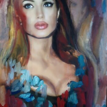 Цифровое искусство под названием "Angelina Jolie" - Liana Romeijn, Подлинное произведение искусства, Масло