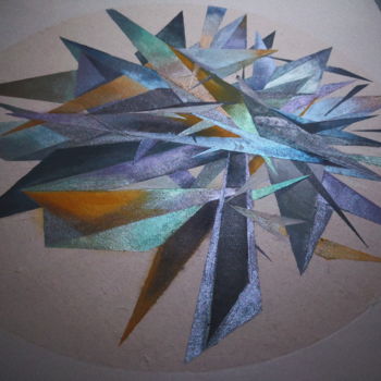 Pintura titulada "geometry" por Keren Liang, Obra de arte original, Acuarela